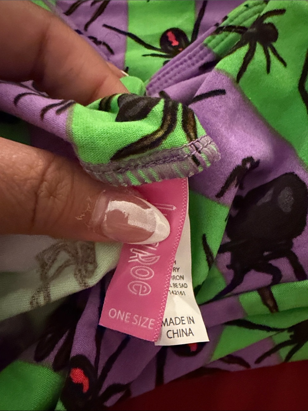 LuLaRoe Purple & Green Spider Stripe Leggings - Picture 3 of 5